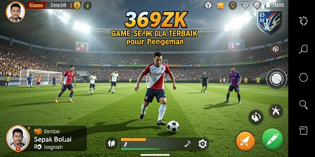 Screenshot permainan yang menunjukkan aksi sepak bola yang mendebarkan.