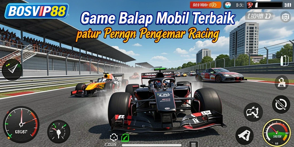 Tampilan permainan balap mobil mendebarkan di BOSVIP88.
