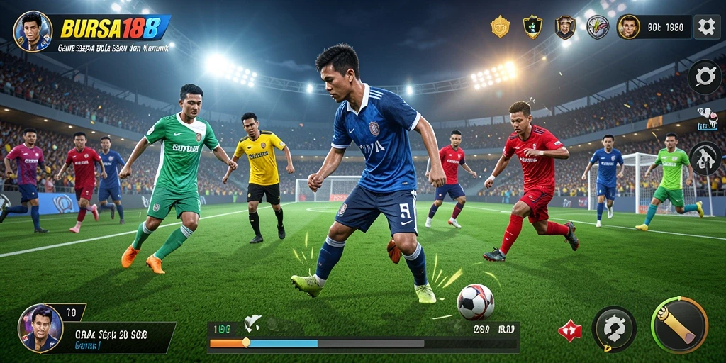Tangkapan layar BURSA188 menampilkan pemain mengolah bola dengan strategis.