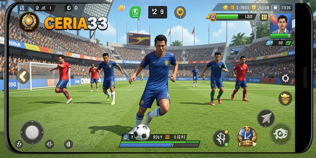 Tampilan gameplay seru dalam CERIA33 menampilkan aksi olahraga yang mendebarkan.