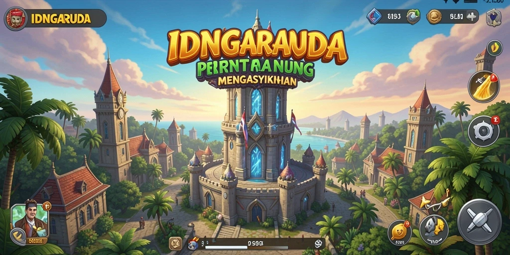 Tampilan gameplay IDNGARUDA saat melawan gelombang musuh dalam Tower Defense.