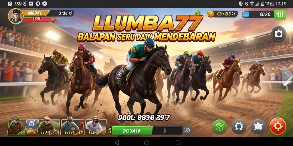 Tampilan gameplay seru balapan LUMBA77 di lintasan menantang.