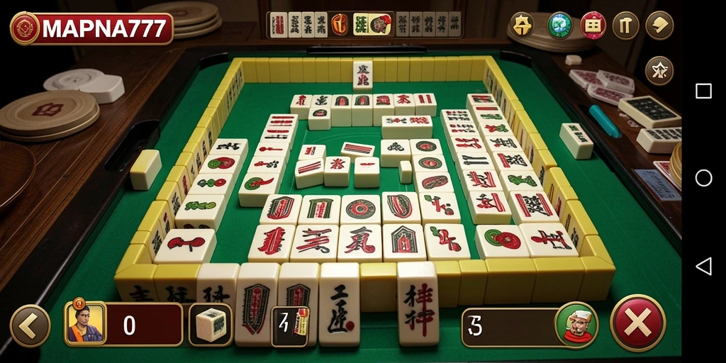 Tampilan gameplay seru dari MAPNA777 saat mencocokkan ubin Mahjong.