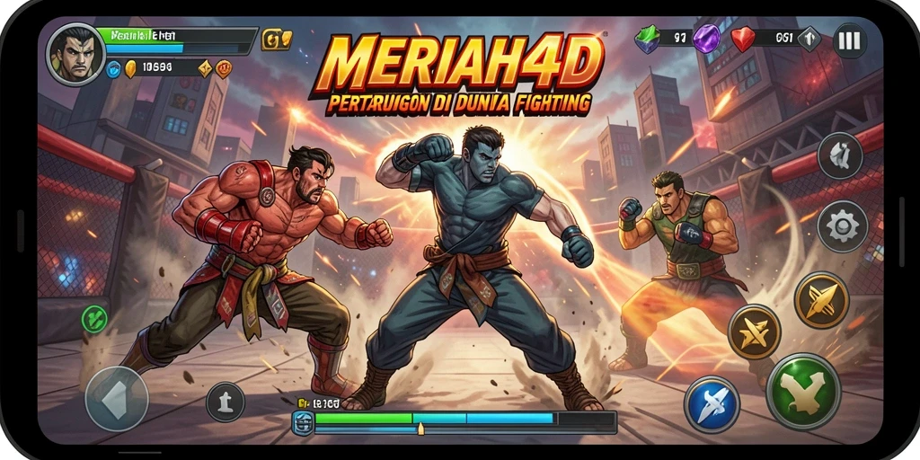 Screenshot utama MERIAH4D dengan aksi gameplay Fighting yang intens.