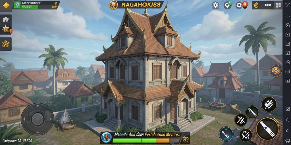 Screenshot menunjukkan aksi pertahanan menara yang intens dan strategis.