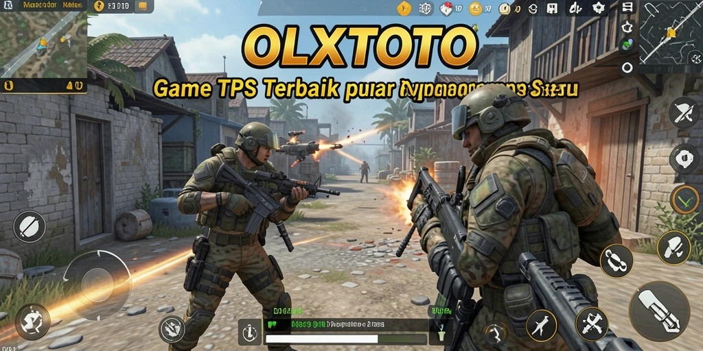 Screenshot utama OLXTOTO menampilkan karakter beraksi dalam pertempuran TPS yang mendebarkan.