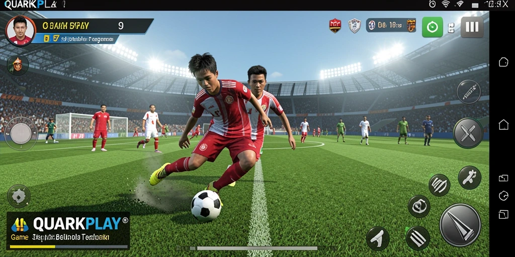 Tampilan gameplay QUARKPLAY dengan aksi pertandingan yang mendebarkan.
