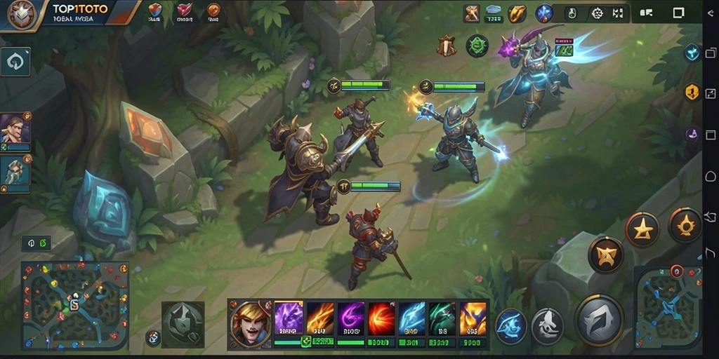 Tangkapan layar gameplay penuh aksi dari TOP1TOTO MOBA.