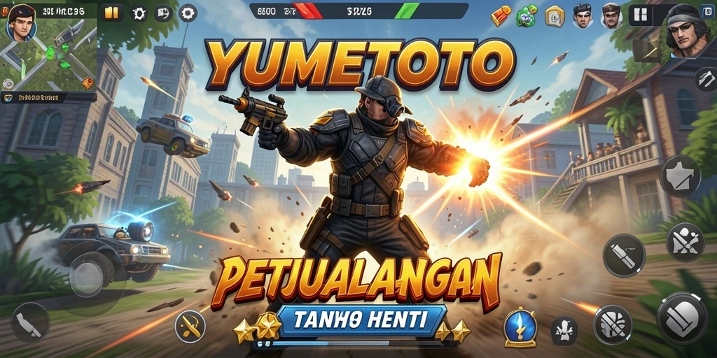 Screenshot gameplay YUMETOTO menampilkan aksi penuh ketegangan.